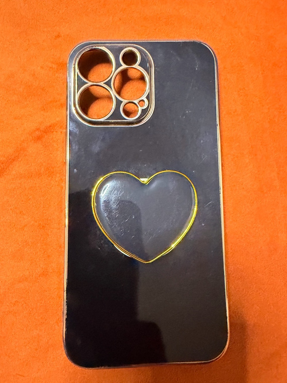 Black Gold-Trim Heart Phone Case for Cell Phones